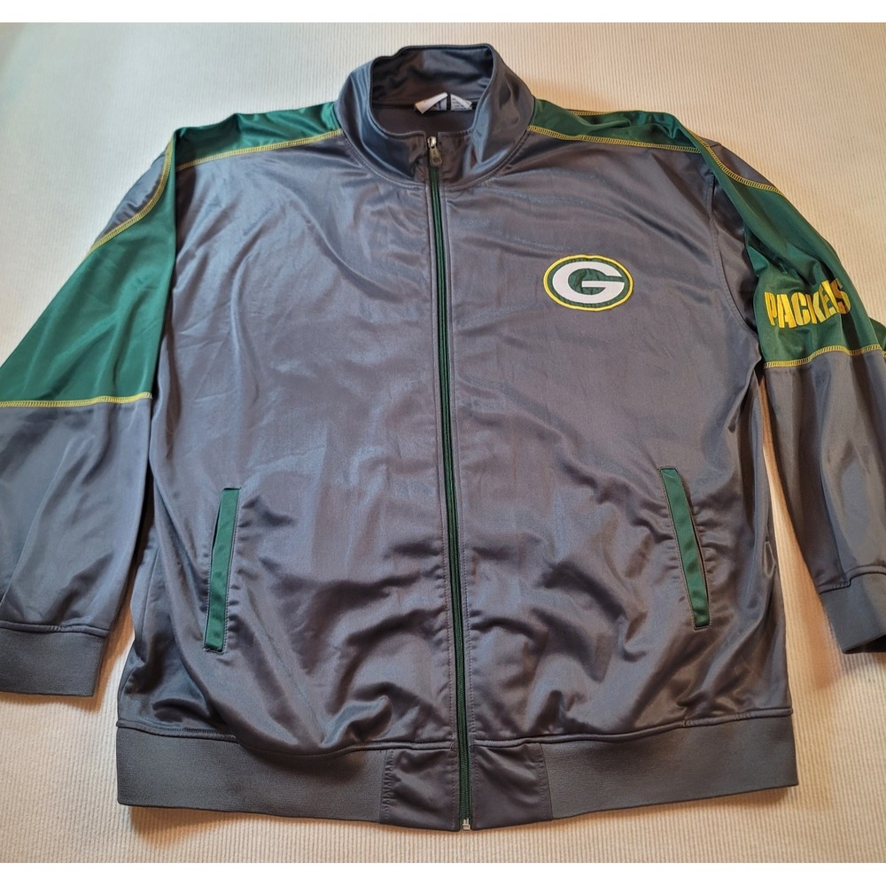 NFL Green Bay Packers zip up Jacket 4XL gray green gold light weight Vintage